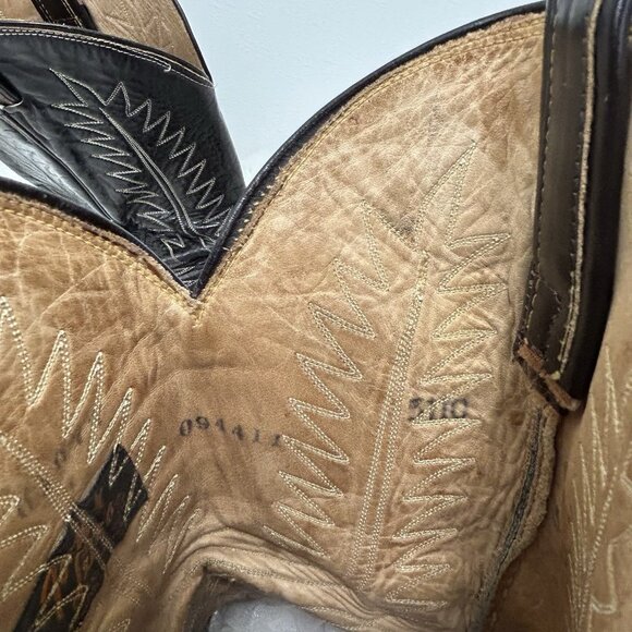 VTG 70s Tony Lama Men’s Brown Embroidered Western Cowboy Boots Sz Code 5110 /11E - Picture 11 of 12